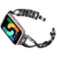 Samsung Galaxy Fit3 SM-R390 Stainless Steel Strap Rhinestones Decor X-shape Smartwatch band  - Black Hot on Sale