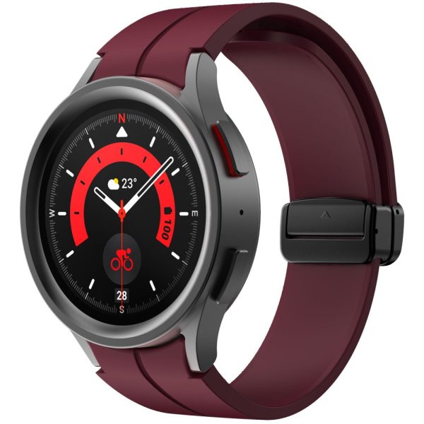 KALEBOL Samsung Galaxy Watch 20mm Silicone Watch Strap Magnetic Buckle - Wine Red For Discount