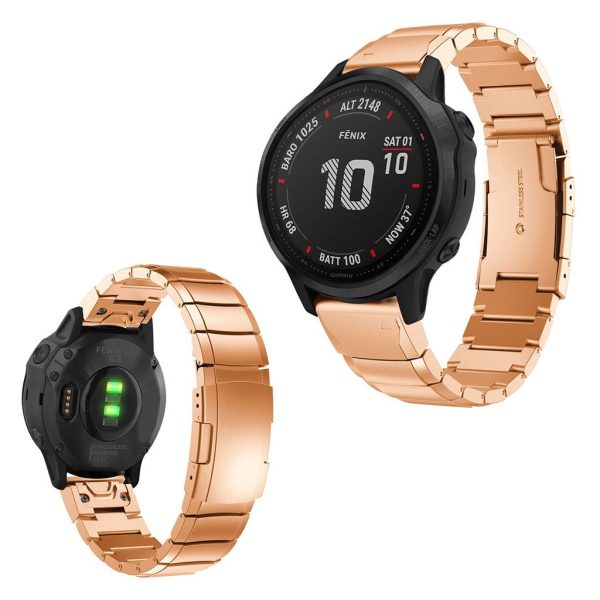 Garmin Fenix 6S durable stainless steel watch band - Rose Gold For Sale