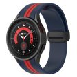 Samsung Galaxy Watch 5   4   3 dual color silicone watch strap black buckle - Midnight Blue   Red Sale