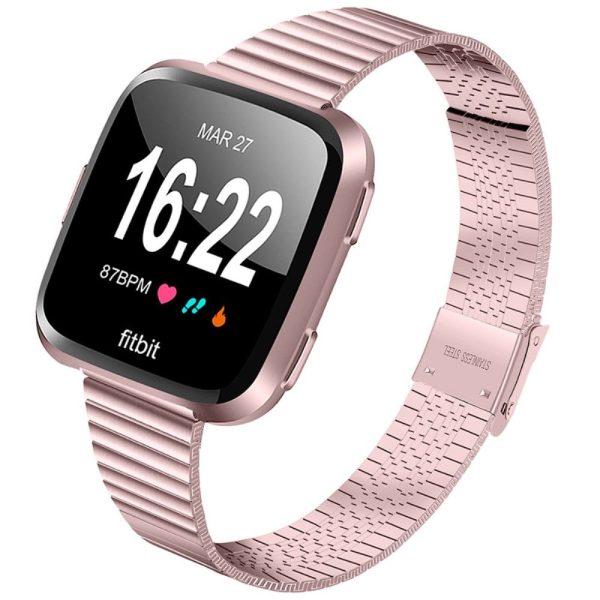 Fitbit Versa 2   Versa Lite stylish stainless steel watch strap - Rose Pink For Sale