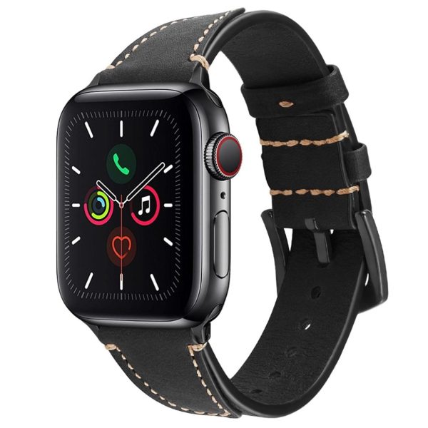 Apple Watch Series 5   4 44mm genuine leather watch band - Black Hot on Sale