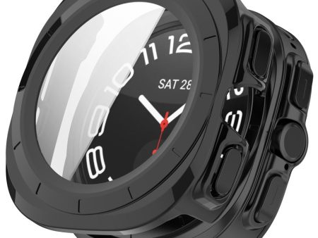 Samsung Galaxy Watch Ultra 47mm Bump Resistant Protective Case Watch Frame Integrated with Tempered Glass Screen Film - Black Hot on Sale