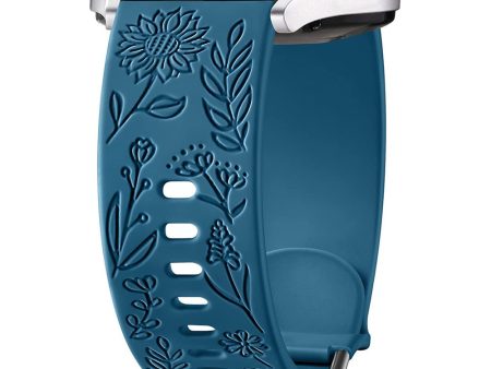 For Garmin Vivomove 3   Forerunner 645   Samsung Gear S2 Classic Universal 20mm Carving Flower Silicone Watch Strap - Green Blue Online Sale