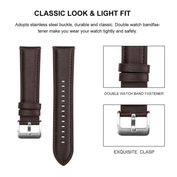 22mm Universal cowhide leather watch strap - Coffee on Sale