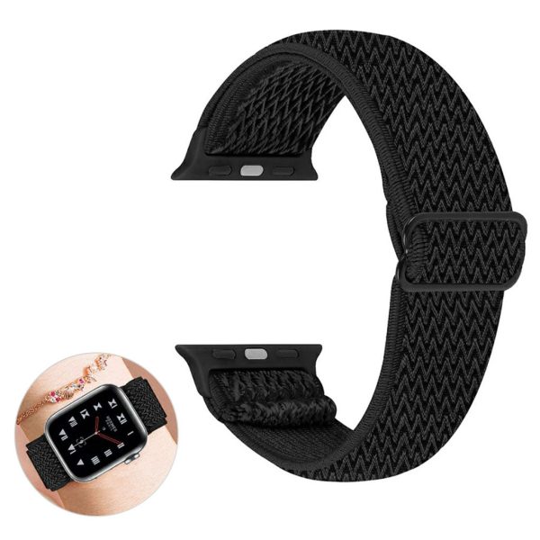 Apple Watch 42mm - 44mm nylon design watch strap - Black Fashion