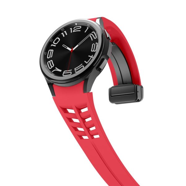 Samsung Galaxy Watch 20mm Watch Band Stylish Silicone Strap with Magnetic Folding Buckle - Red Online