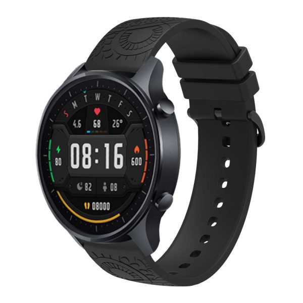 Garmin Vivomove   Samsung Gear Sport   Pebble 2   Huawei Watch 2 Patten Silicone Strap 20mm Watchband - Black Hot on Sale