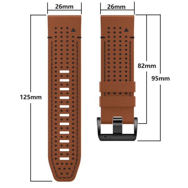 Garmin Fenix 7X   7X Pro   6X Watch Band 26mm Leather + Silicone Replacement Wristband Strap - Black+Orange Sale