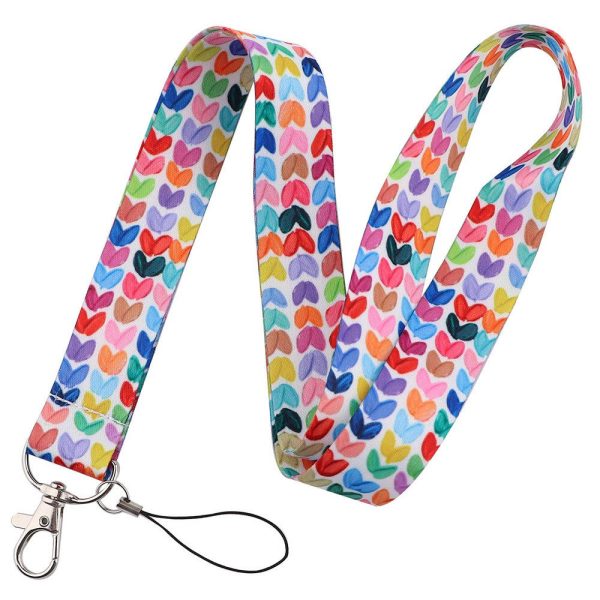 Universal heart shaped pattern phone lanyard - Colorful Hearts in White Cheap