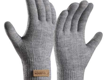 WinterTouch Women s Dual Layer Knitted Warm Gloves with Bear Badge - Grey Online Hot Sale