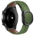 KALEBOL Huawei Watch Strap 22mm Nautilus Magnetic Buckle Genuine Cow Leather Band - Army Green Online now