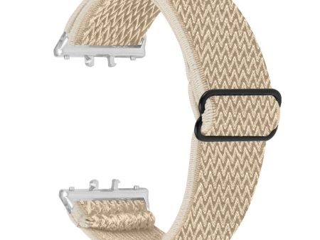 Samsung Galaxy Fit3 SM-R390 Woven Watch Strap Adjustable Wrist Band with Silver Connector - Apricot Supply