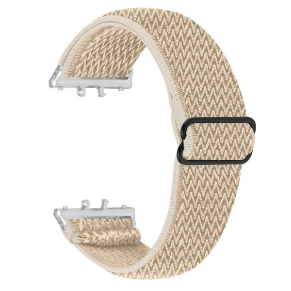 Samsung Galaxy Fit3 SM-R390 Woven Watch Strap Adjustable Wrist Band with Silver Connector - Apricot Supply