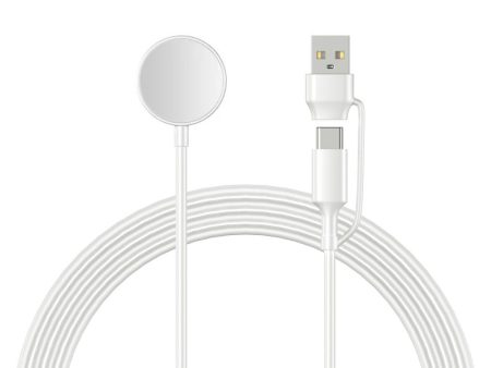 Samsung Smart Watch 1m USB-A   Type-C Port Charging Cable Wireless Charging Dock - White Hot on Sale