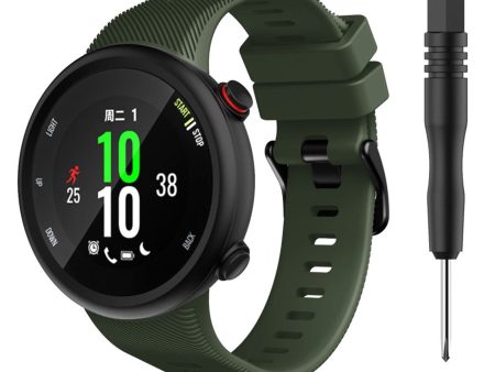 Garmin Forerunner 45S durable black buckle silicone watch band - Army Green Online now