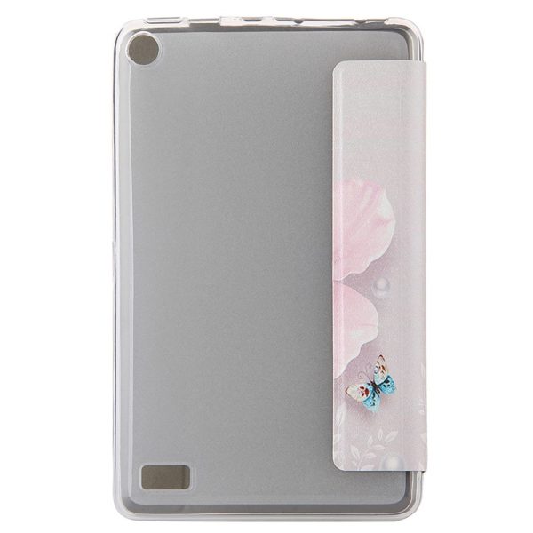 Amazon Fire 7 (2019) stylish pattern leather flip case - Pink Flower Hot on Sale