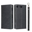 Silk Texture Wallet Stand Mobile Phone Leather Case Cover for Sony Xperia XZ1 Compact - Black Cheap