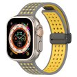 Magnetic Watch Bands Apple Watch Universal 49mm 45mm 44mm 42mm Dual-color Silicone Strap - Grey+Yellow Discount