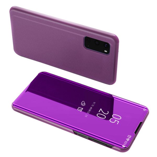 For Samsung Galaxy S20 4G S20 5G View Window Vertical Mirror Leather Mobile Shell Foldable Stand Case - Purple Online Sale