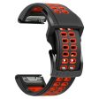 KALEBOL KLB-SSSPKGJ-001 For Garmin QuickFit 26mm Watch Band Breathable Double Row Holes Silicone Strap - Black+Red For Discount