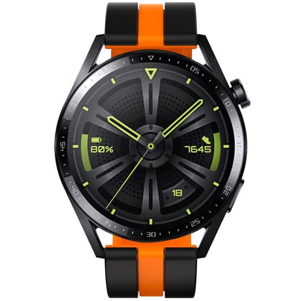 Huawei Watch 4   4 Pro   GT 4 46mm Replacement Strap 22mm Universal Silicone Watch Band - Black+Orange Fashion