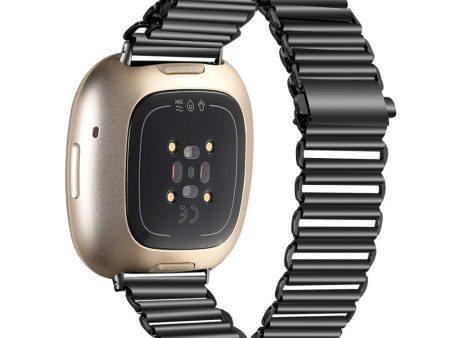 Fitbit Sense 2   Versa 4 hollow style stainless steel strap - Black Sale