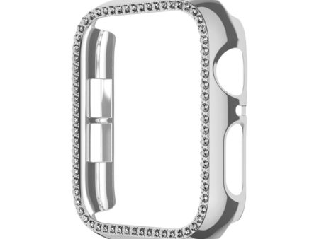 Apple Watch Series 9   8   7 41mm Impact-Resistant Watch Cover Rhinestone Decor Drop-Resistant Case - Silver Sale