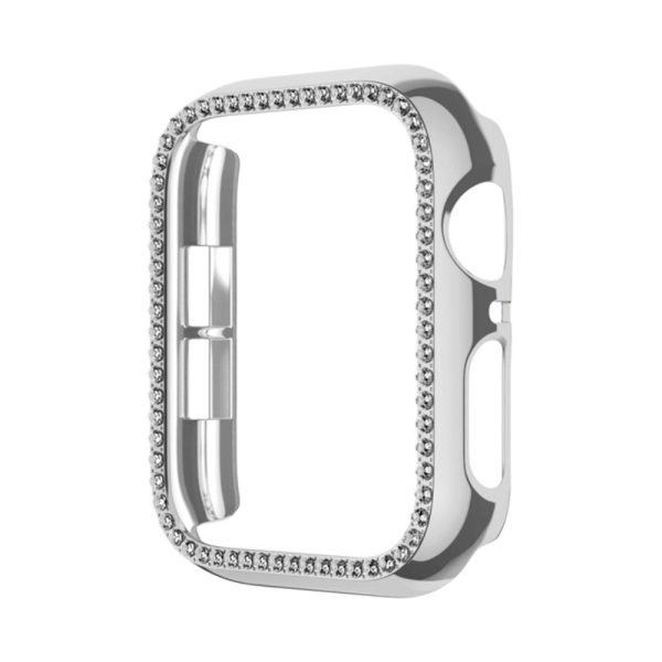 Apple Watch Series 9   8   7 41mm Impact-Resistant Watch Cover Rhinestone Decor Drop-Resistant Case - Silver Sale