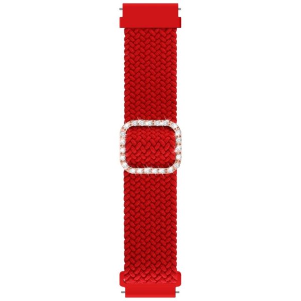 22mm Universal nylon + rhinestone buckle watch strap - Red Discount