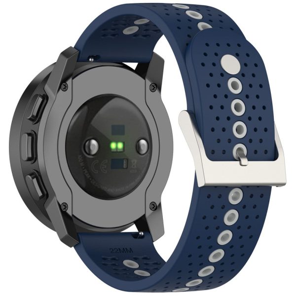 Huawei Watch 4   4 Pro   GT 4 46mm Color Holes Watch Strap 22mm Universal Silicone Band - Midnight Blue+Grey Fashion