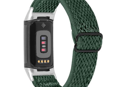 Fitbit Charge 5 elastic nylon watch strap - Army Green Online Sale