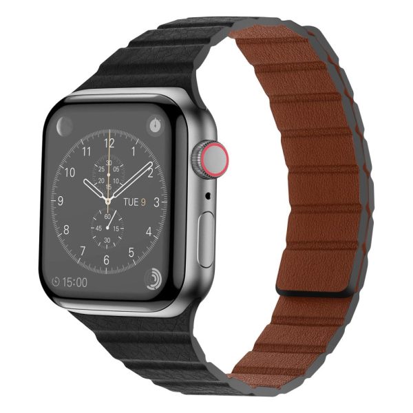 Apple Watch Series 8 (41mm) dual color genuine leather watch strap - Black Online