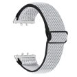 Samsung Galaxy Fit3 SM-R390 Woven Watch Strap Adjustable Wrist Band with Silver Connector - Black+White Discount