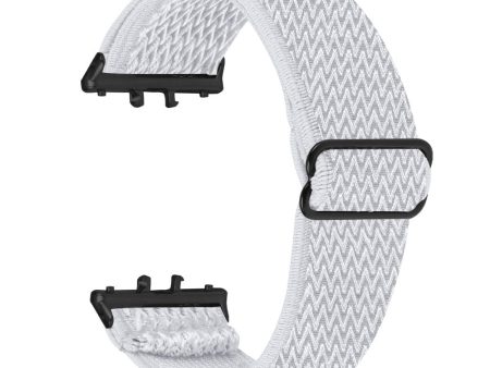 Samsung Galaxy Fit3 SM-R390 Woven Watch Strap Elastic Wrist Band, Black Connector - White on Sale