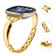 Rhinestone Decor D-Shaped Copper Bracelet Strap for Fitbit Versa 4 Sense 2 - Gold Online now