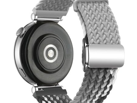 Huawei Watch GT 4 41mm Universal 18mm Watch Strap Woven Wrist Band with Silver Magnetic Buckle - Light Grey+Dark Chocolate Supply