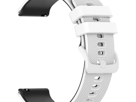 20mm dual color grid texture silicone watch strap for Garmin watch - White   Black Sale