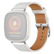 Fitbit Sense 2   Versa 4 stitching style genuine leather watch strap - White Online Sale