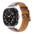 Samsung Galaxy Watch Ultra 47mm Watch Strap Stitching Lines Genuine Cow Leather Wrist Band - Crazy Horse Texture+Brown Supply