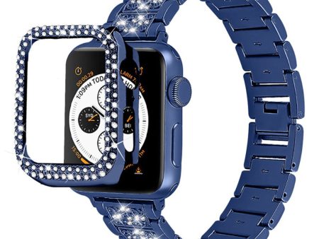 Apple Watch (41mm) 3 bead rhinestone décor watch strap with cover - Blue Cheap