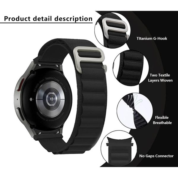 KALEBOL KLB-GSNL-001 Samsung Galaxy Watch6   Watch6 Classic   Watch 5 Nylon Watch Strap Adjustable Band - Black Online Sale