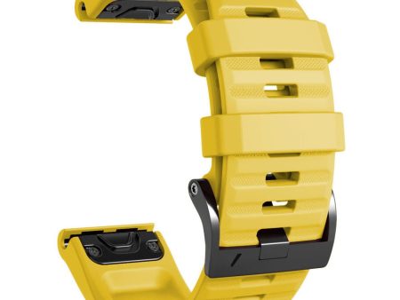 26mm simple stripe silicone strap with black buckle for Garmin watch - Yellow Online now