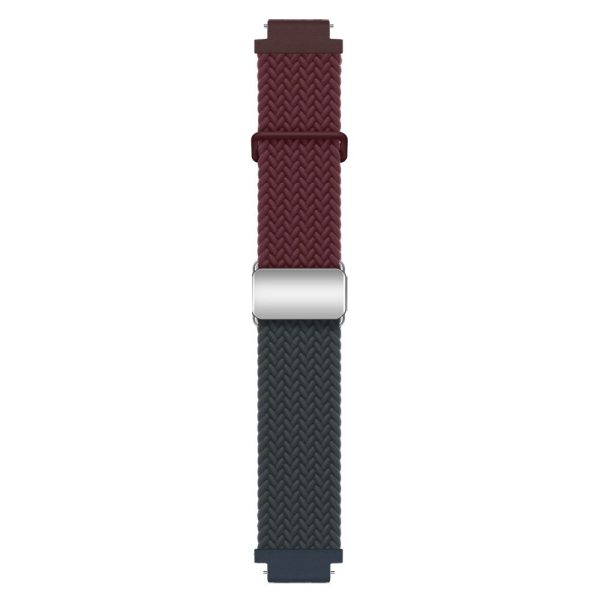 Huawei Watch GT 4 41mm Universal 18mm Watch Strap Woven Wrist Band with Silver Magnetic Buckle - Wine Red+Dark Blue Online Hot Sale