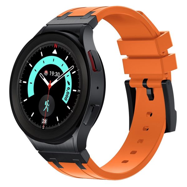 Samsung Galaxy Watch4   Watch 5   Watch6 Watch Strap AP Silicone Band Waterproof - Black Buckle+Orange Discount