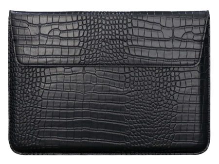 15.4  Laptop Sleeve Crocodile Texture Vegan Leather Notebook Computer Storage Bag - Black Fashion