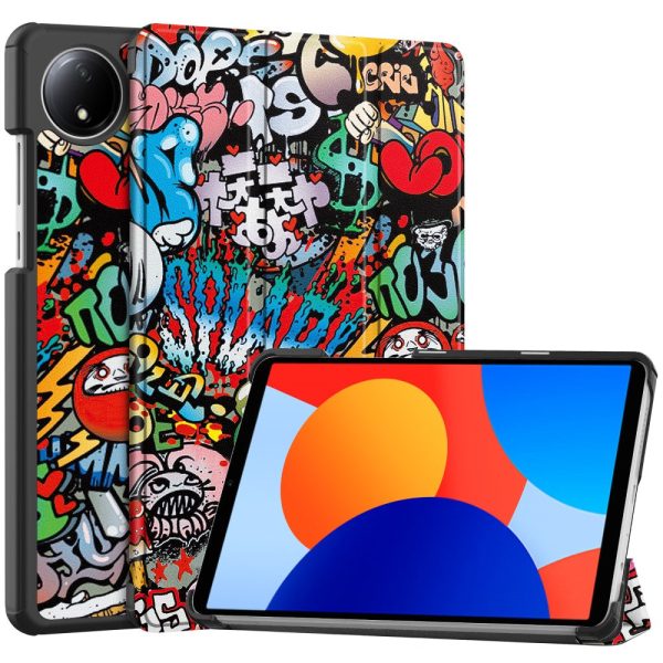 Xiaomi Redmi Pad SE Stand Case Pattern Print Leather Tablet Cover - Graffiti Online Sale