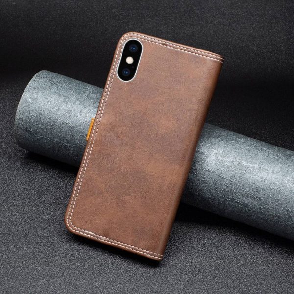 BINFEN two-color leather case for iPhone Xs Max - Coffee Cheap