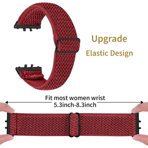 Samsung Galaxy Fit3 SM-R390 Woven Watch Strap Elastic Wrist Band, Black Connector - Red Online