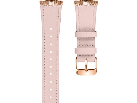 Samsung Galaxy Watch4   Watch5 Genuine Cow Leather Watchband - Pink Cheap